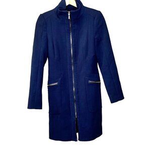 Zara Navy Wool Long Jacket-‎ Size S